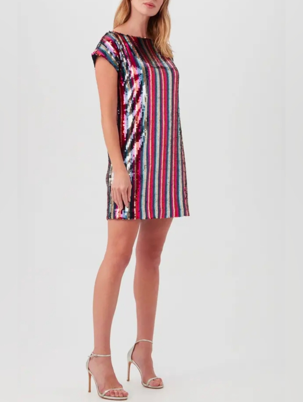 Trina Turk Breene Multi Color Striped Sequined Minidress Size 0